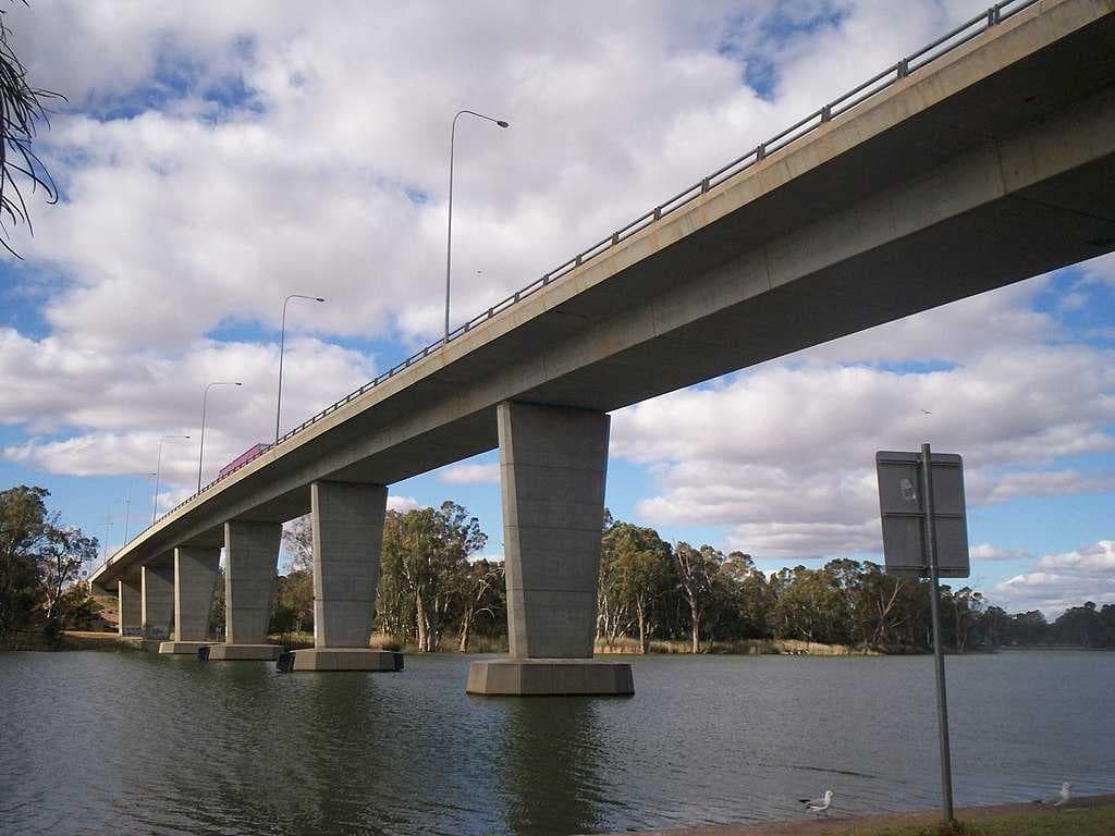 The George Chaffey Bridge over the Murray River, leading to New South Wales