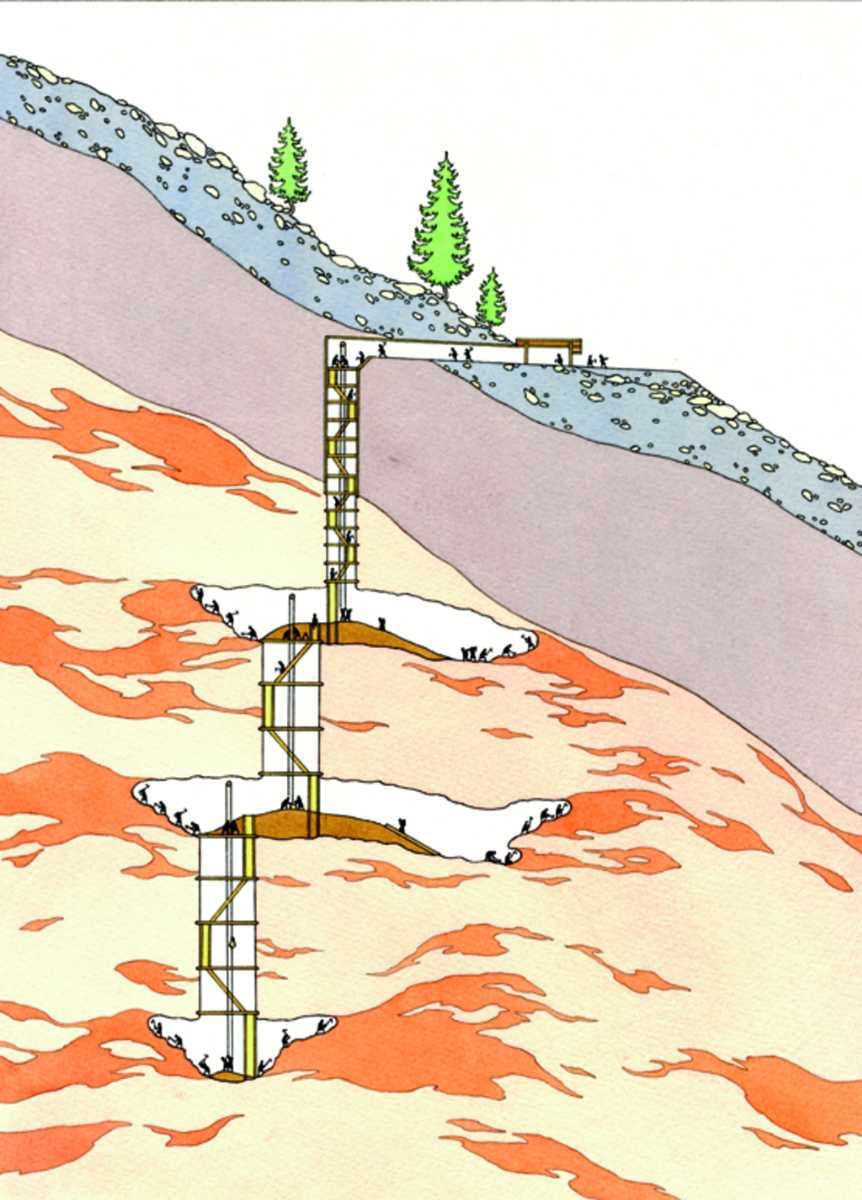 A section of the Iron Age Hallstatt salt workings