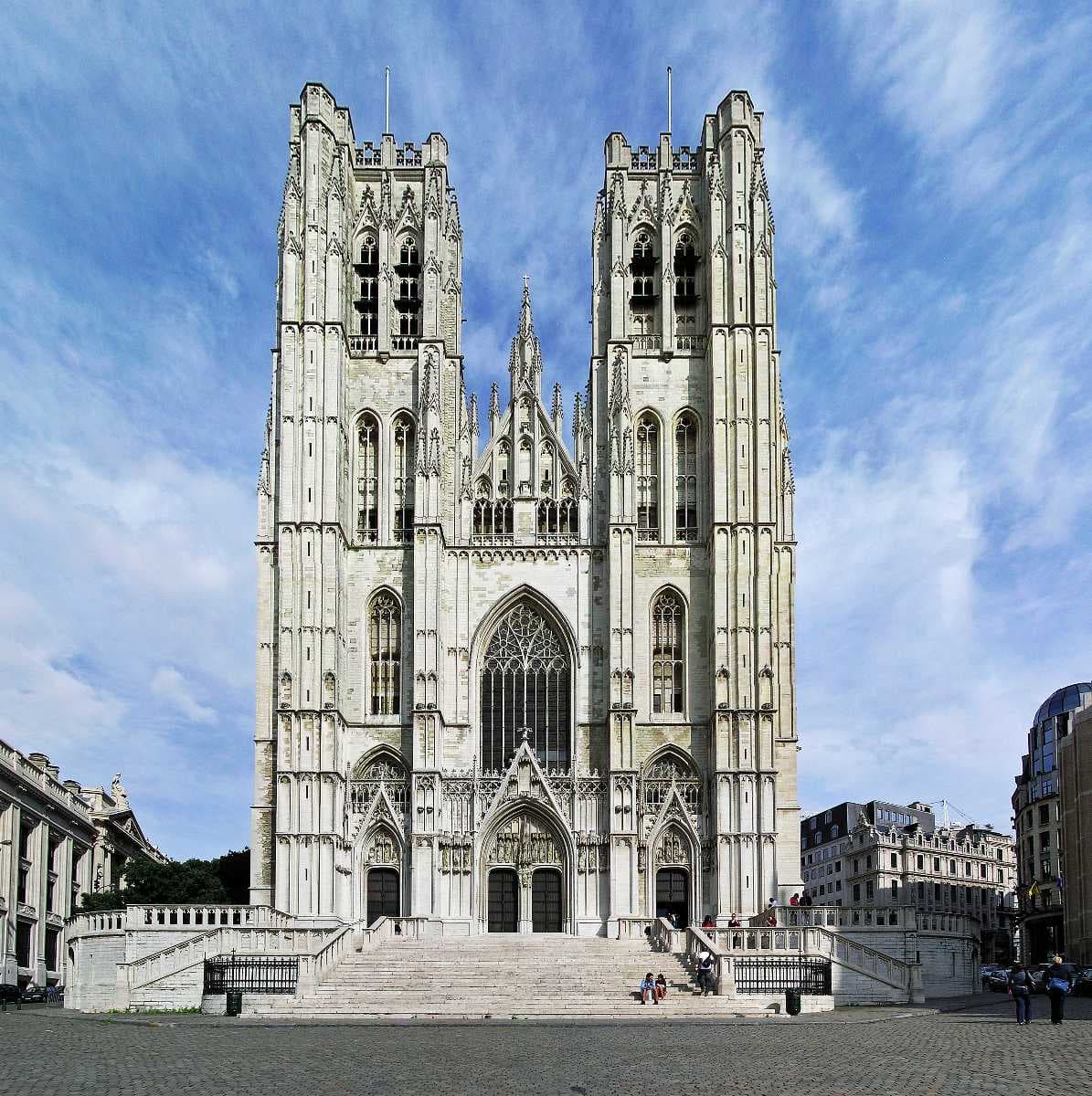 A magnificent view of the Cathedral of St. Michael and St. Gudula, Brussels