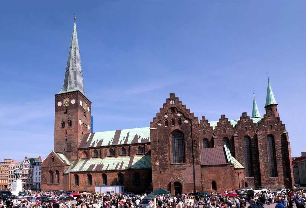 Aarhus Cathedral. The cathedral was founded in 1190 and the original version stood finished in the year 1300.