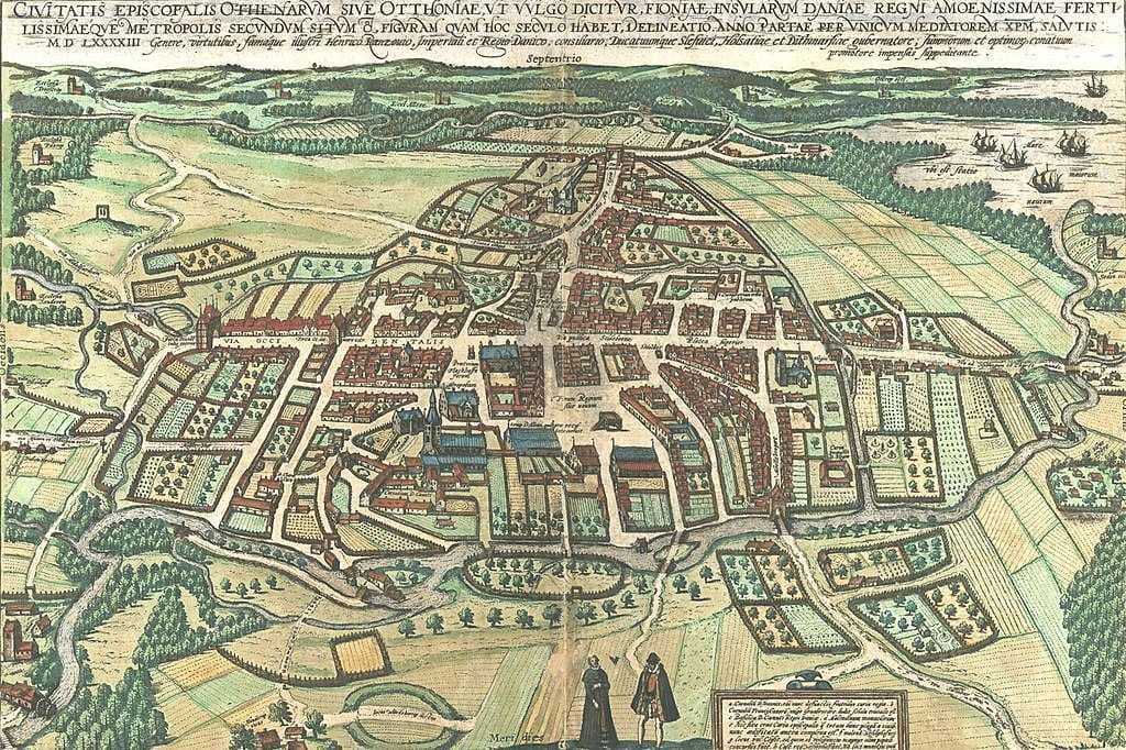 Braunius map of Odense from 1593