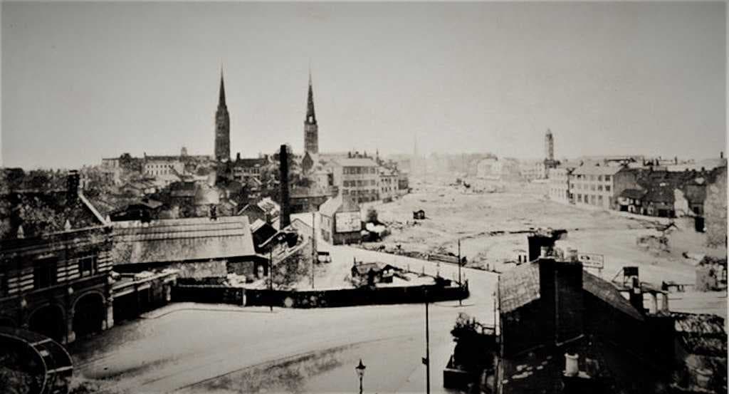 Coventry city centre being redeveloped in 1936 during modernisation