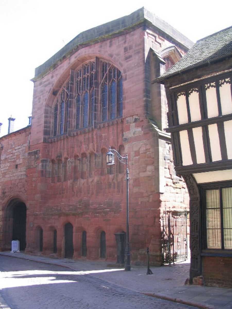 St Mary's Guildhall, dating from the 14th century; one of the most notable surviving medieval buildings in Coventry