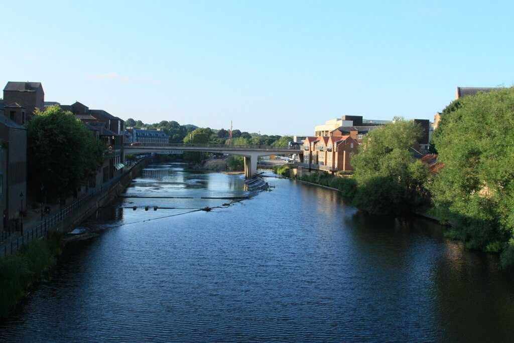 The River Wear at Durham, looking toward Milburngate Bridge