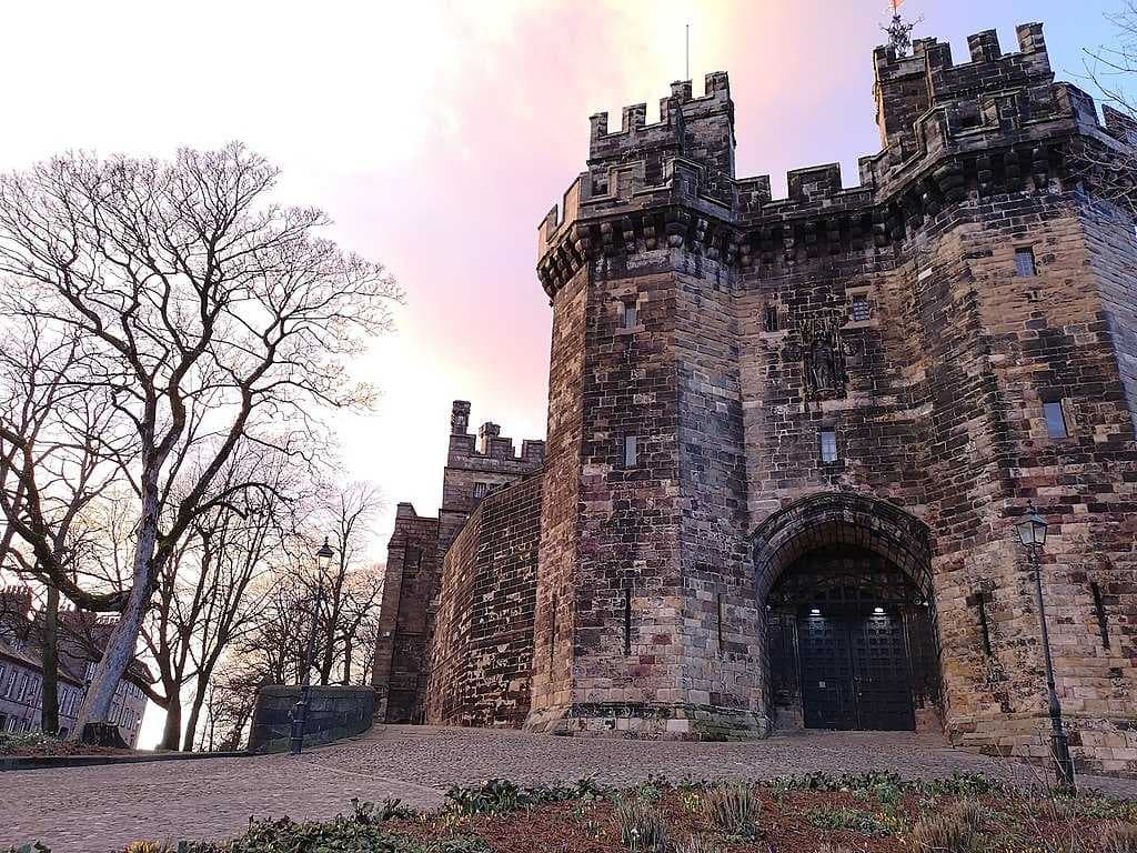 Lancaster castle in the evening
