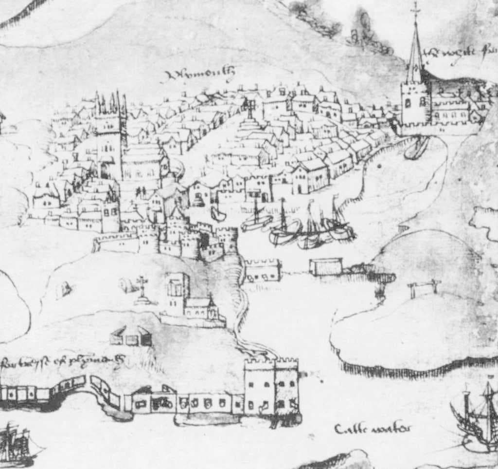 Charter map of Sutton harbour and Plymouth in 1540