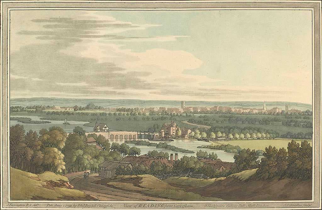View of Reading from Caversham by Joseph Farington in 1793