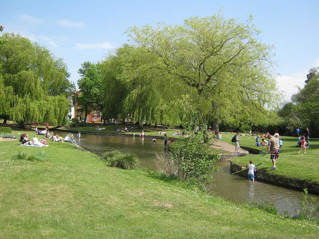 Queen Elizabeth Gardens, showing part of the River Avon diverted through the gardens