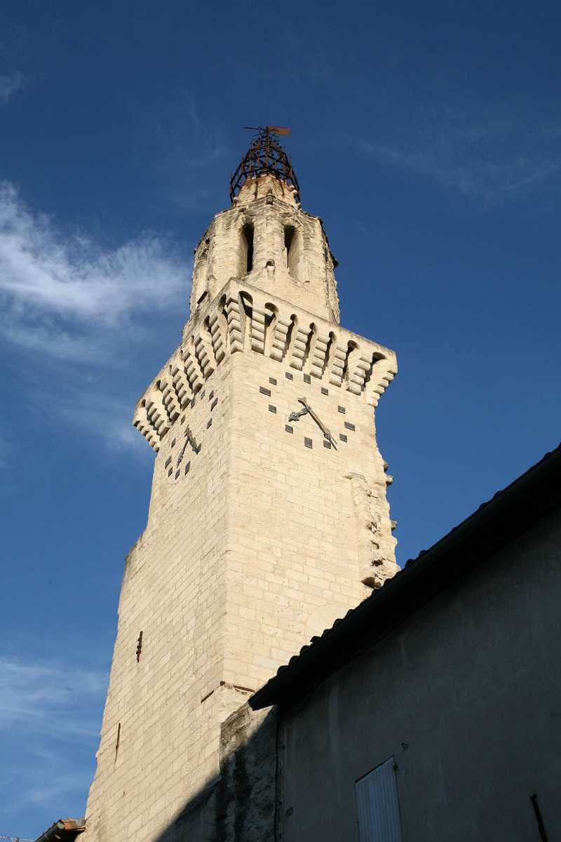 The leaning bell tower of the Church of the Augustinians.