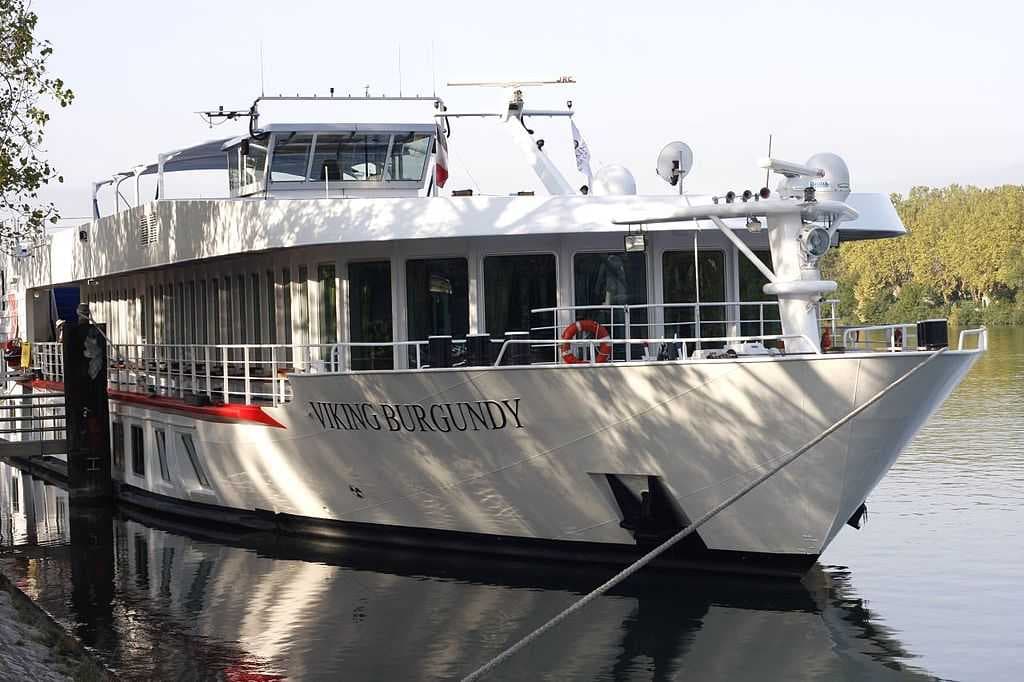 A cruise boat at the quay at Avignon.