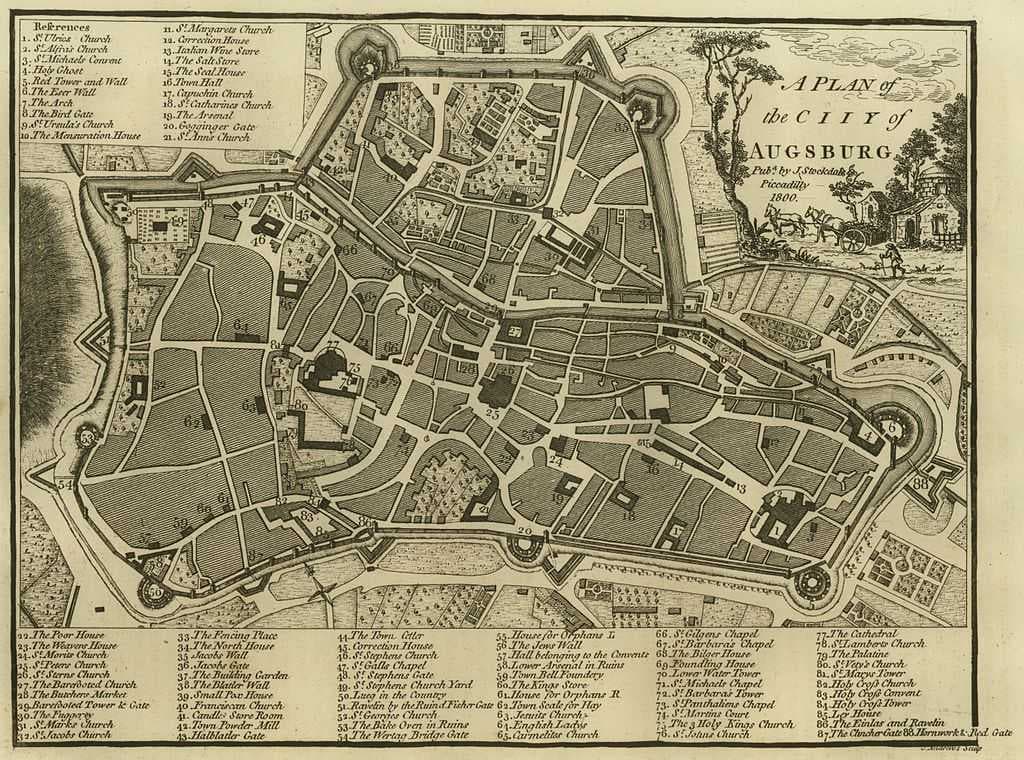 A map of Augsburg in 1800