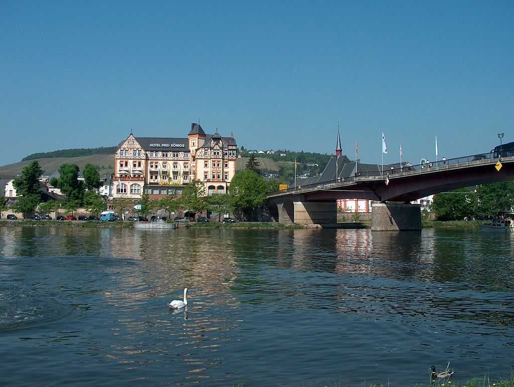 The Moselle near Bernkastel with the bridge at Kues.