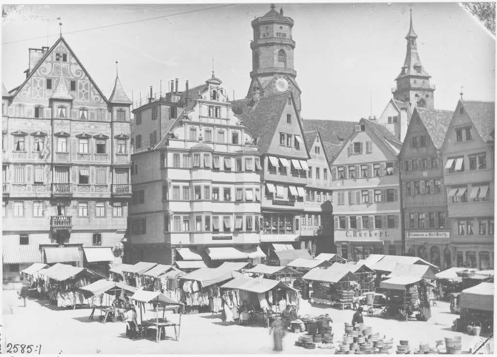 The historic Stuttgart Marktplatz looking west, 1881