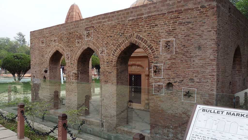 Bullet marks on the walls of the park premises