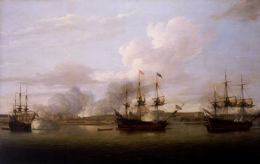 The capture of the position of Chandernagore in 1757 by the Royal Navy.