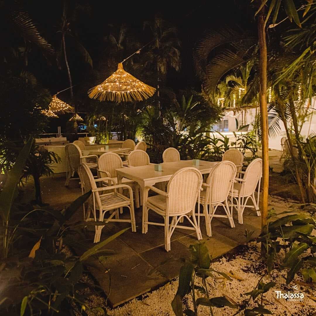 The outdoor seating space at Thalassa