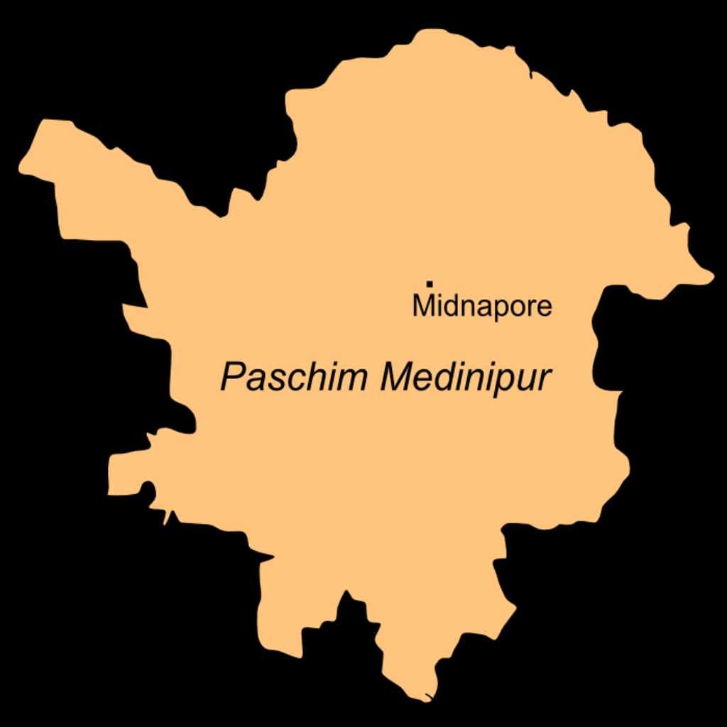 Map of Paschim Medinipur district showing Midnapore