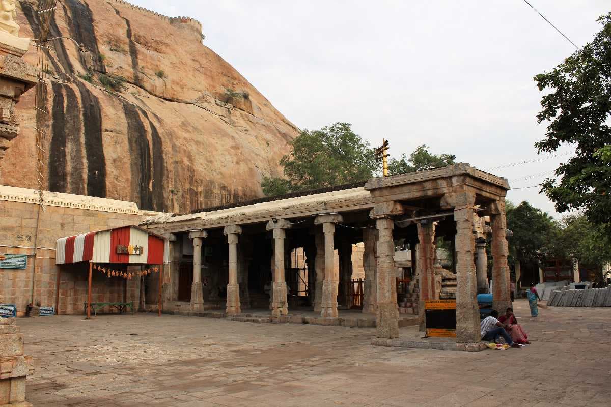 The pillared hall leading to the sanctum sanctorum of Narasimha Swamy