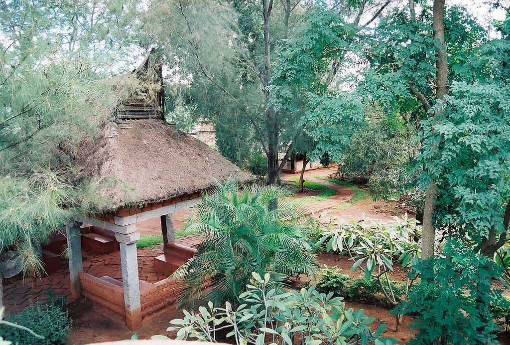 Grounds and gardens of the Nrityagram following vernacular architecture.