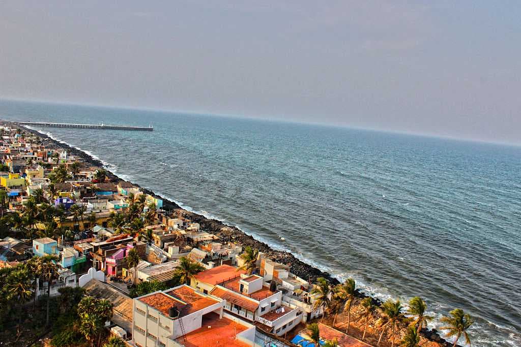 Aerial view of the city on the coast side