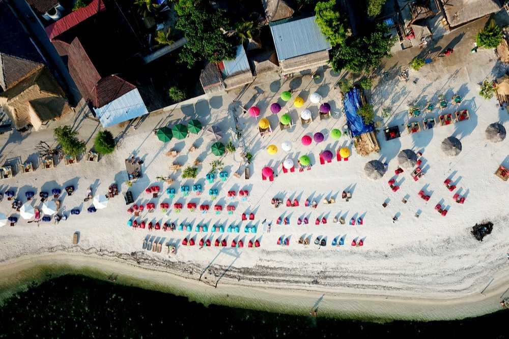 Aerial View Sandy Beaches in Gili Air