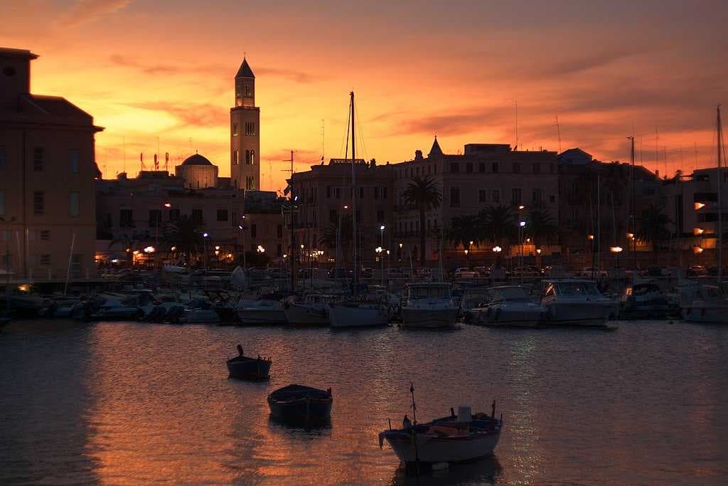 Old town view at sunset