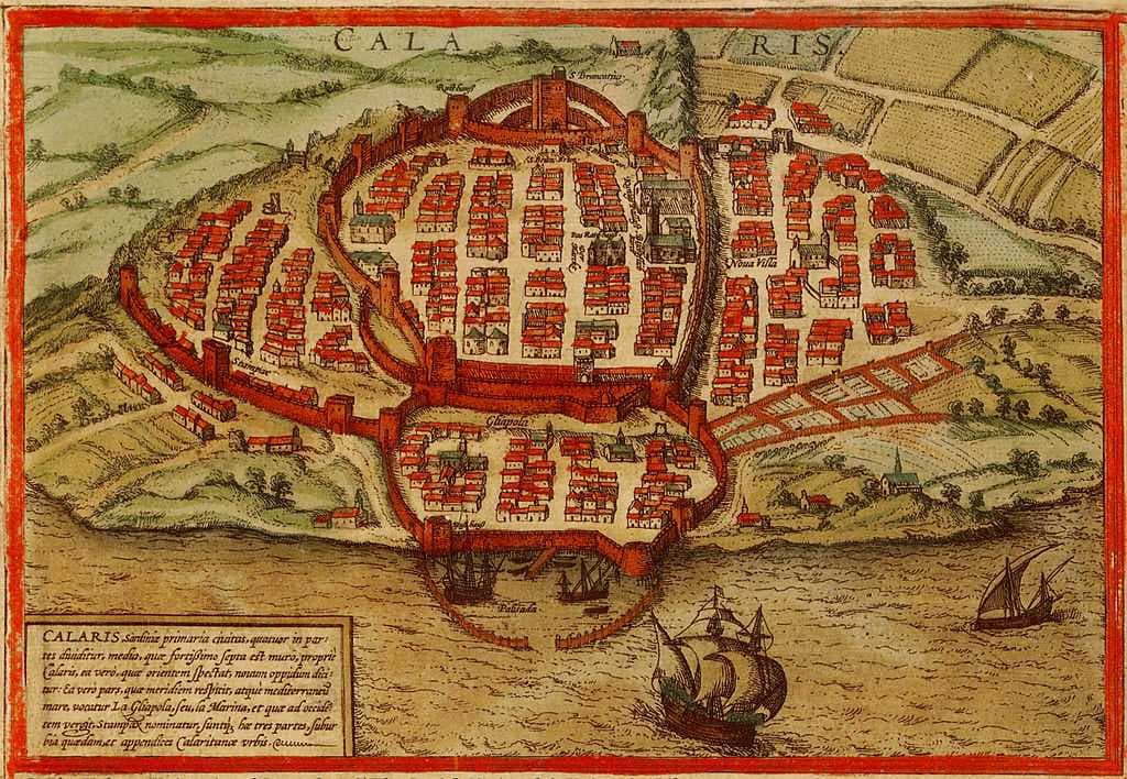 View of Cagliari from Civitates orbis terrarium (1572) by Georg Braun
