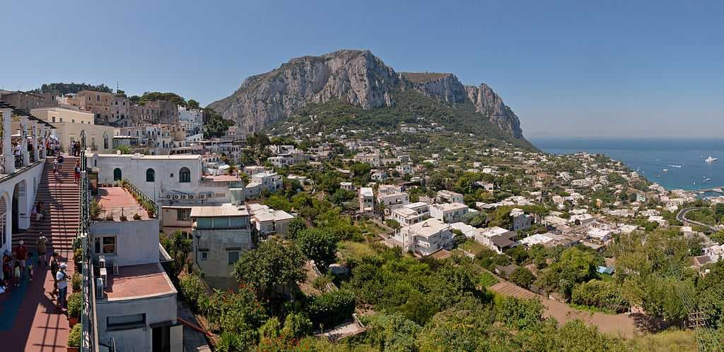 Panoramic view from Piazzetta, in Capri Centre