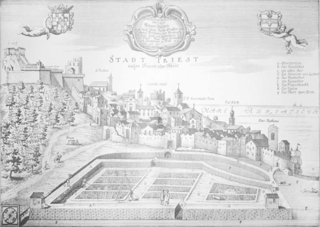 Trieste in the 17th century, in a contemporary image by the Carniolan historian Johann Weikhard von Valvasor