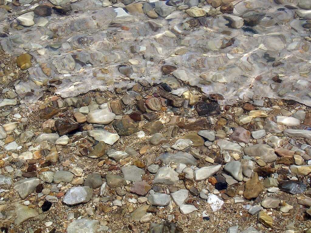 Pebbles cemented with halite on the western shore of the Dead Sea near Ein Gedi