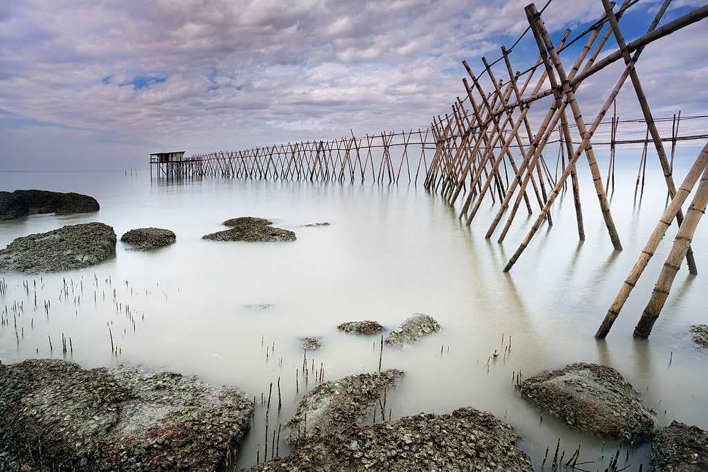 Langgai views after sunrise at Tanjung Labuh, Batu Pahat, Johor, Malaysia