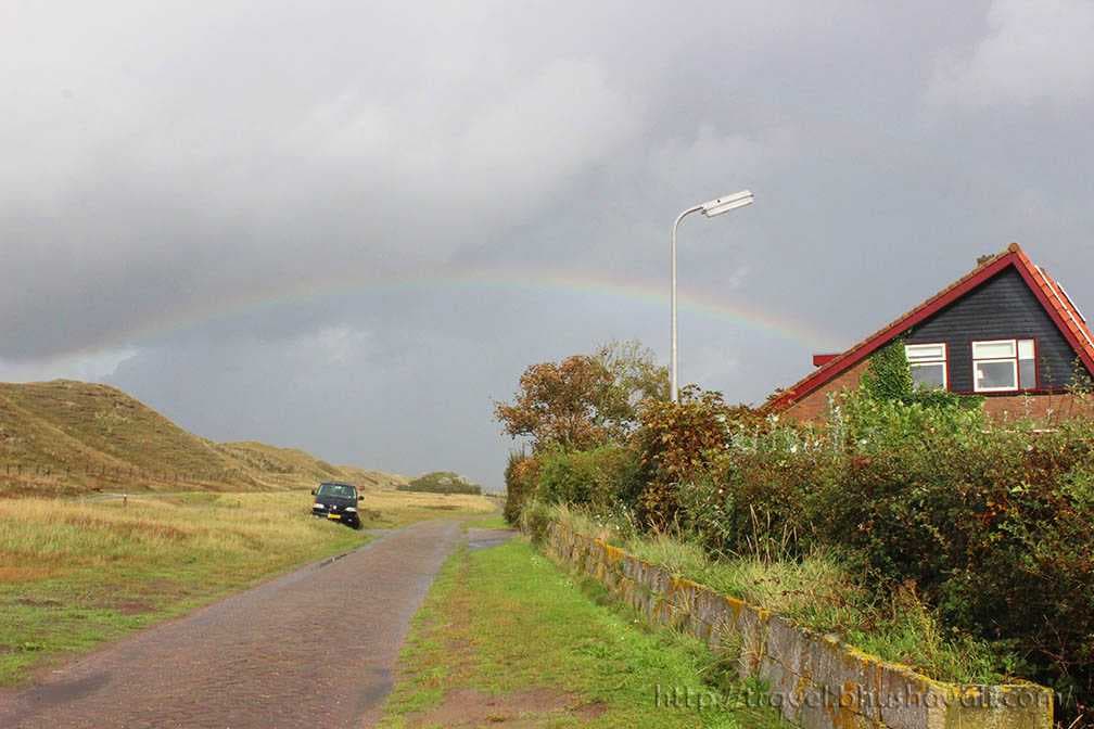 Rainbow past a rain-shower in Texel