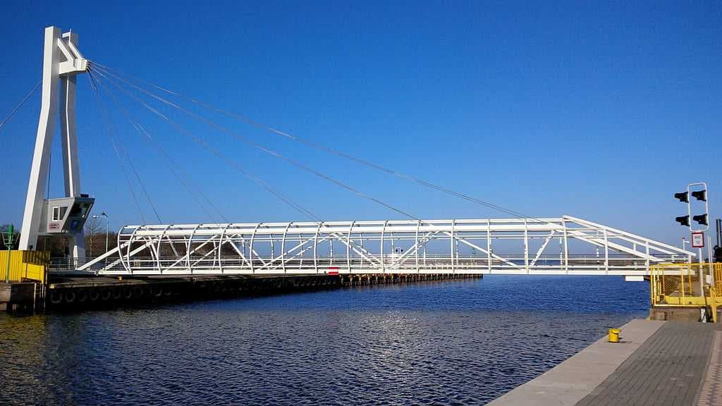 Pedestrian swing bridge in Ustka