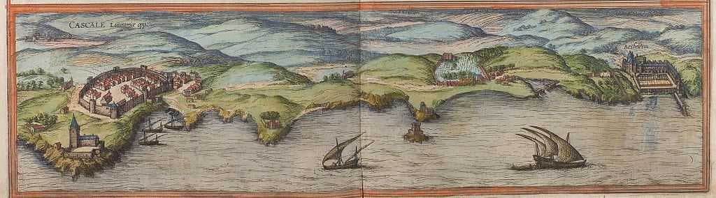 A 1572 sketch of the coast of Cascais.