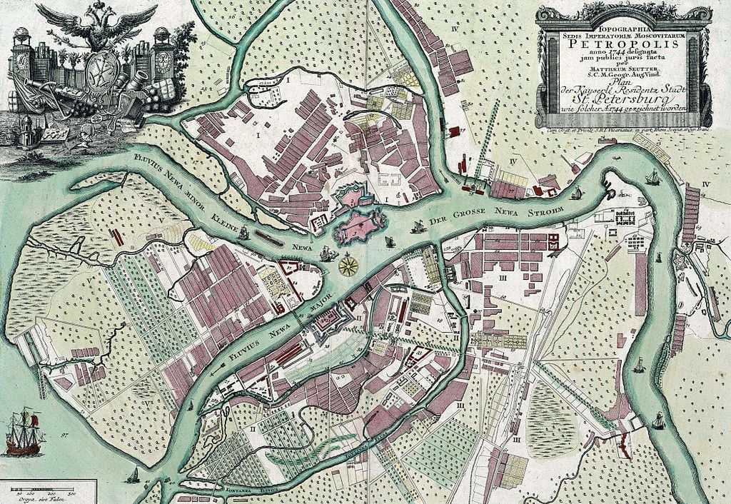 Map of Saint Petersburg, 1744