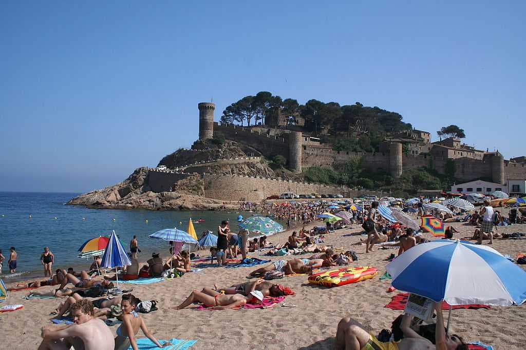 View of the Vila Vella enceinte of Tossa de Mar from the beach
