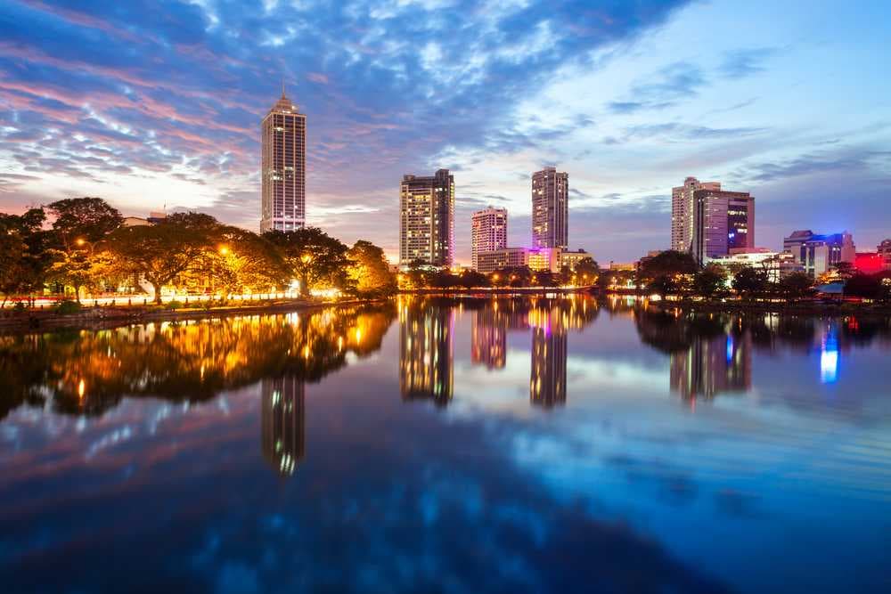 Colombo City and Biera Lake Skyline - Twilight View