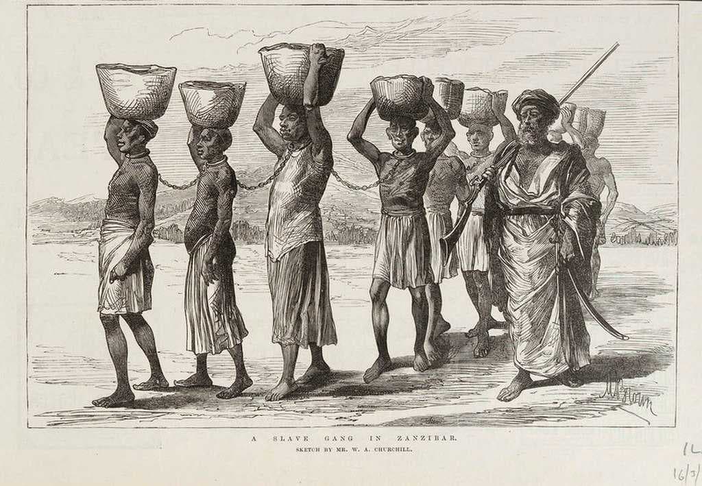 A Zanj slave gang in Zanzibar (1889)