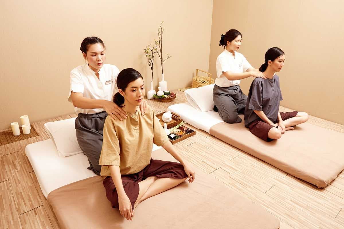 Combining acupressure, Ayurvedic principles, and assisted yoga, Thai massages are popular the world over.  In a traditional Thai massage, practitioners use their hands, elbows, forearms, and thumbs alongside aromatic oil therapies to reduce muscle tension.