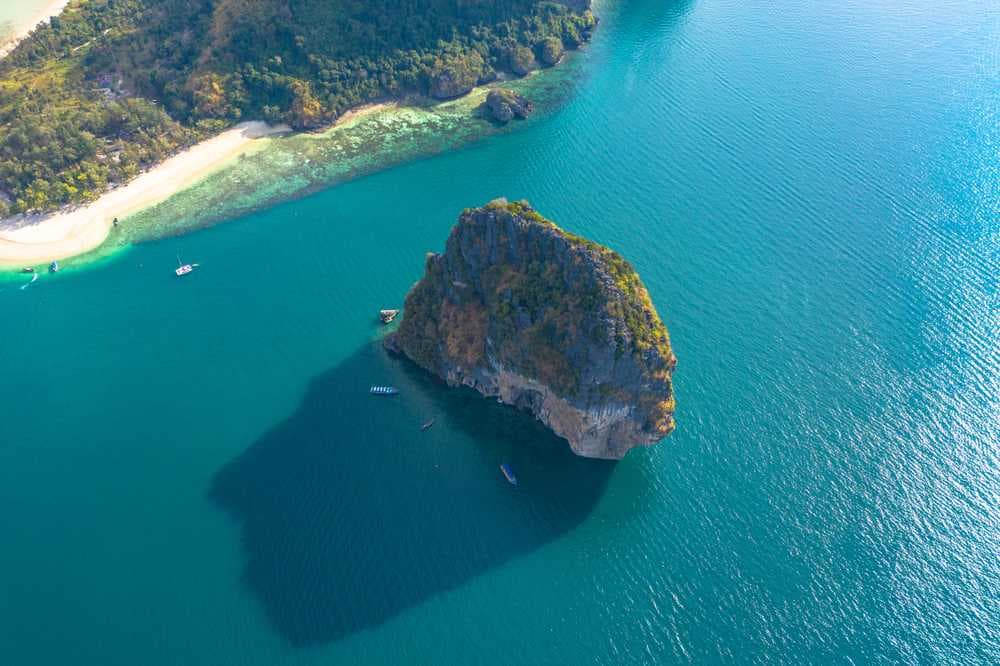 Aerial Top View of Koh Poda Island