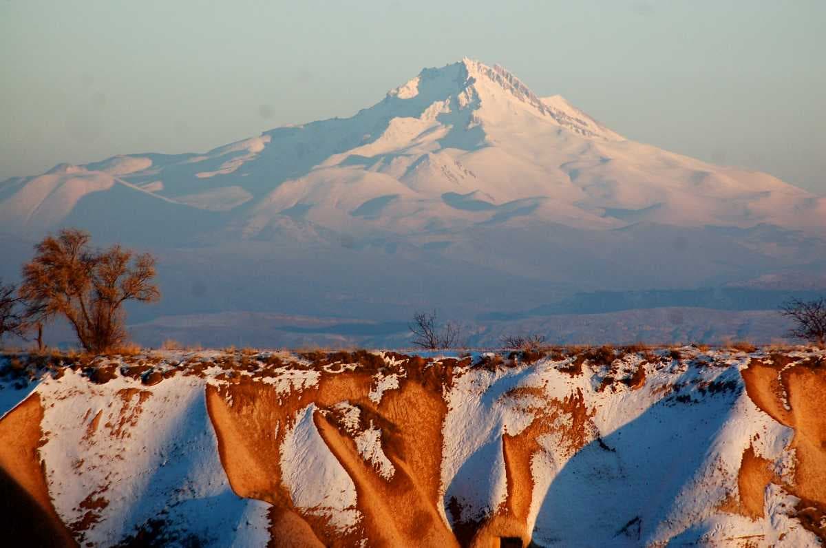 The snowy crest of Mount Erciyes