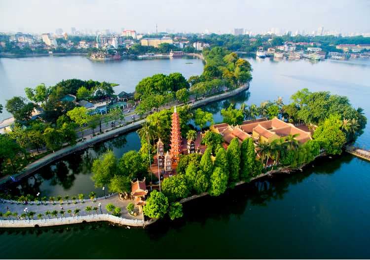Tran Quoc pagoda in early morning in Hanoi, Vietnam