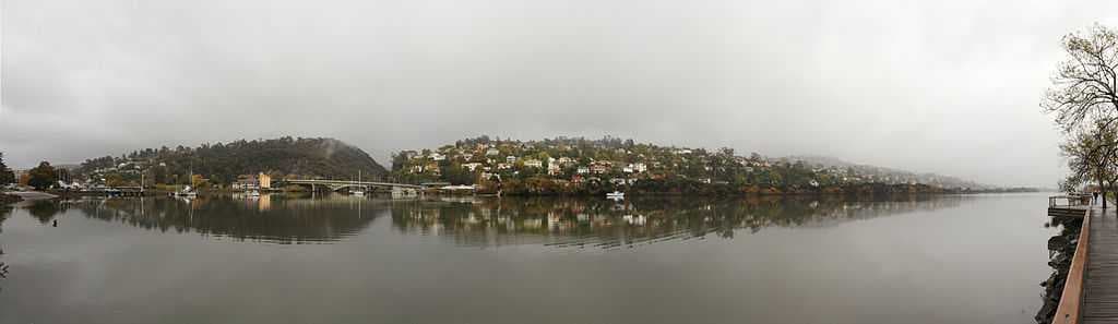 Panorama of the confluence of the Tamar River and its tributaries, the South Esk River and the North Esk River