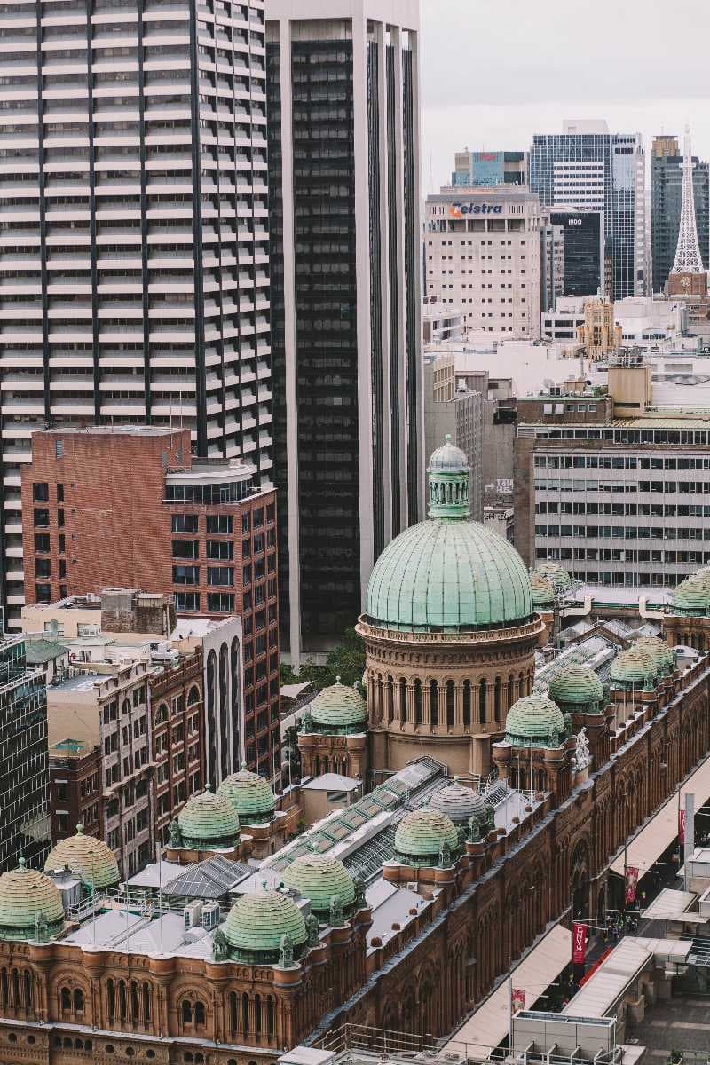 Domes of Queen Victoria Building seen from above