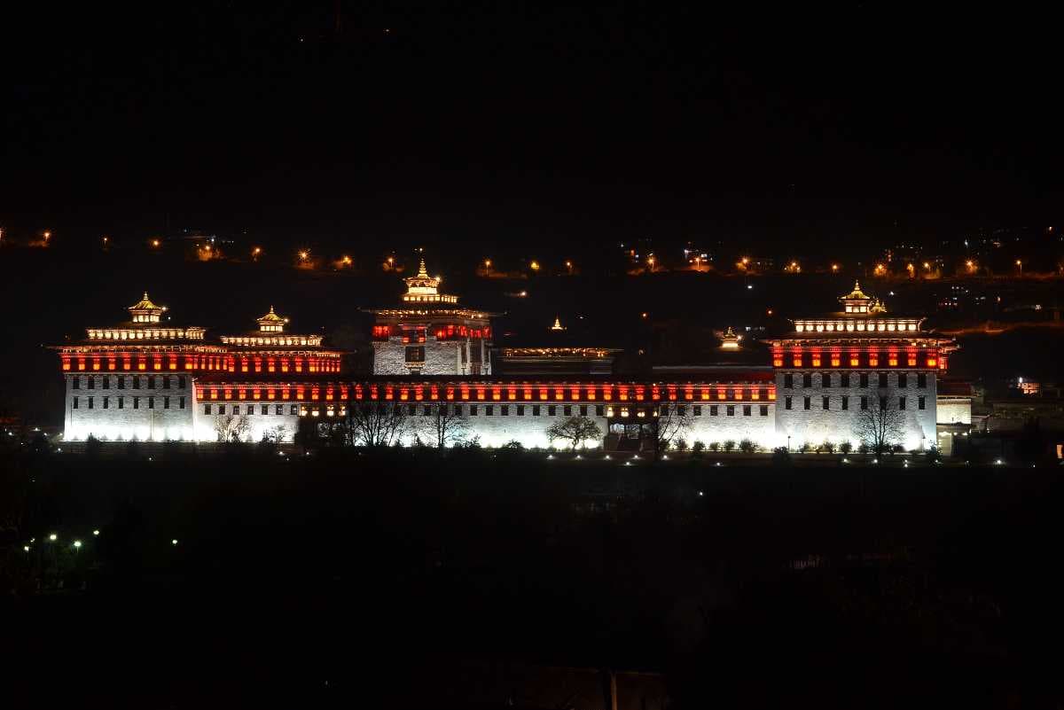 Tashichho Dzong at Night