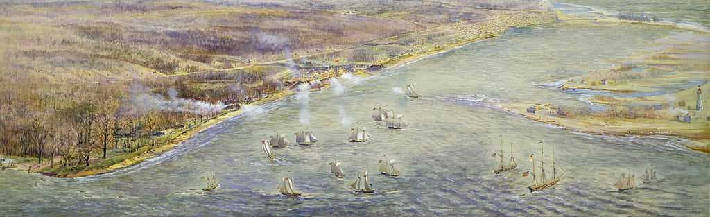 American forces attacked York in 1813. The Americans subsequently plundered the town, and set fire to the legislative buildings.