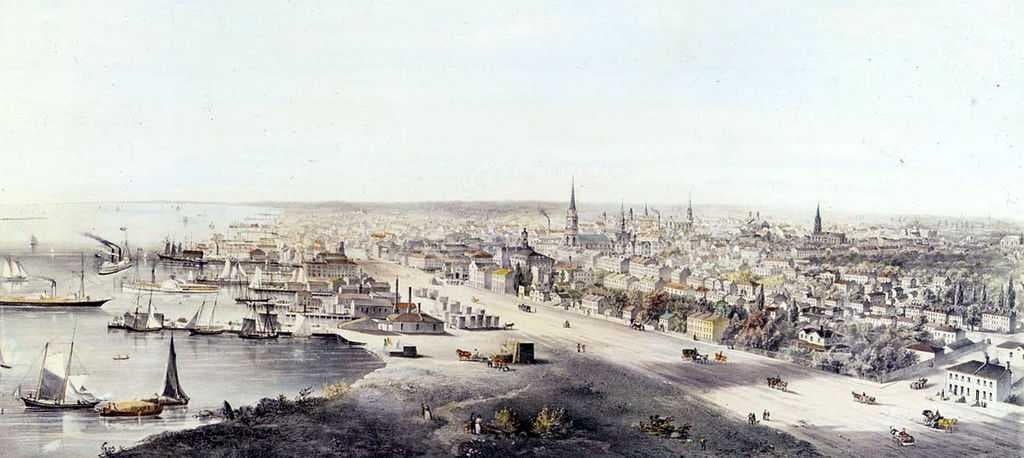 View of Toronto in 1854. Toronto became a major destination for immigrants to Canada in the second half of the 19th century.