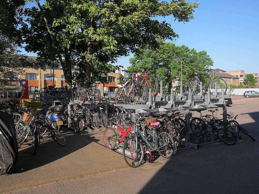 Cycle racks at Cambridge railway station