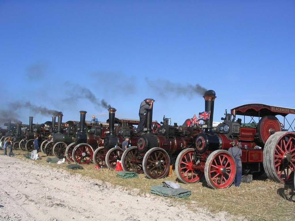 Traction engines on display at the Great Dorset Steam Fair