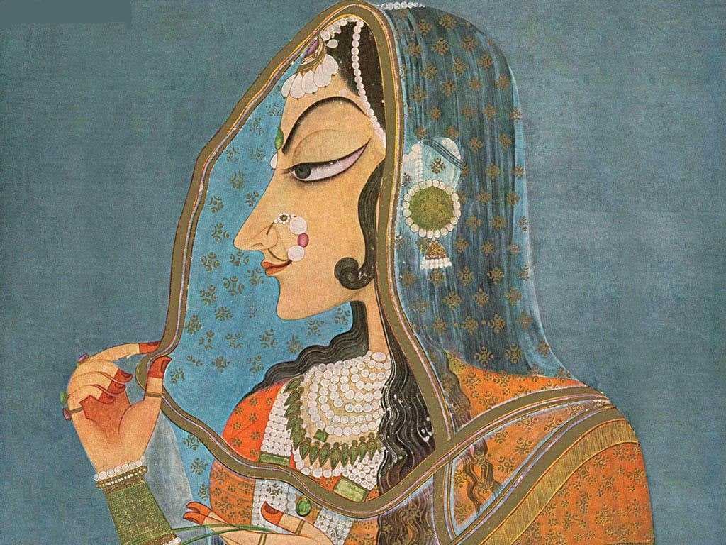 Bani Thani, a miniature in Kishangarh-style of Rajasthani Painting.